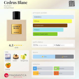 PERFUME RAYHAAN CEDRUS BLANC - 100ML