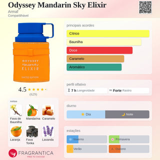 PERFUME ODYSSEY MANDARIN SKY ELIXIR ARMAF - 100ML
